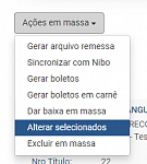 Alteração em massa no contas a receber