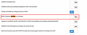 Estoque mostrando itens zerados