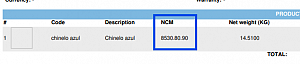 NCM na invoice