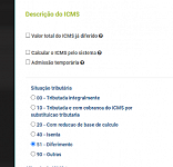 Criação campo suspenção do ICMS na importação de notas