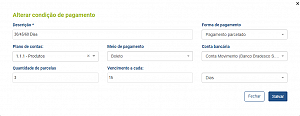 Condições de Pagamento - Vencimento 1ª parcela