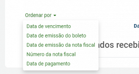 Ordenação por valor nos recebimentos do financeiro