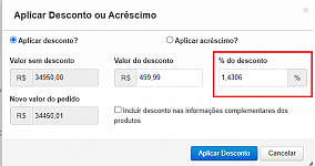 Porcentagem de desconto